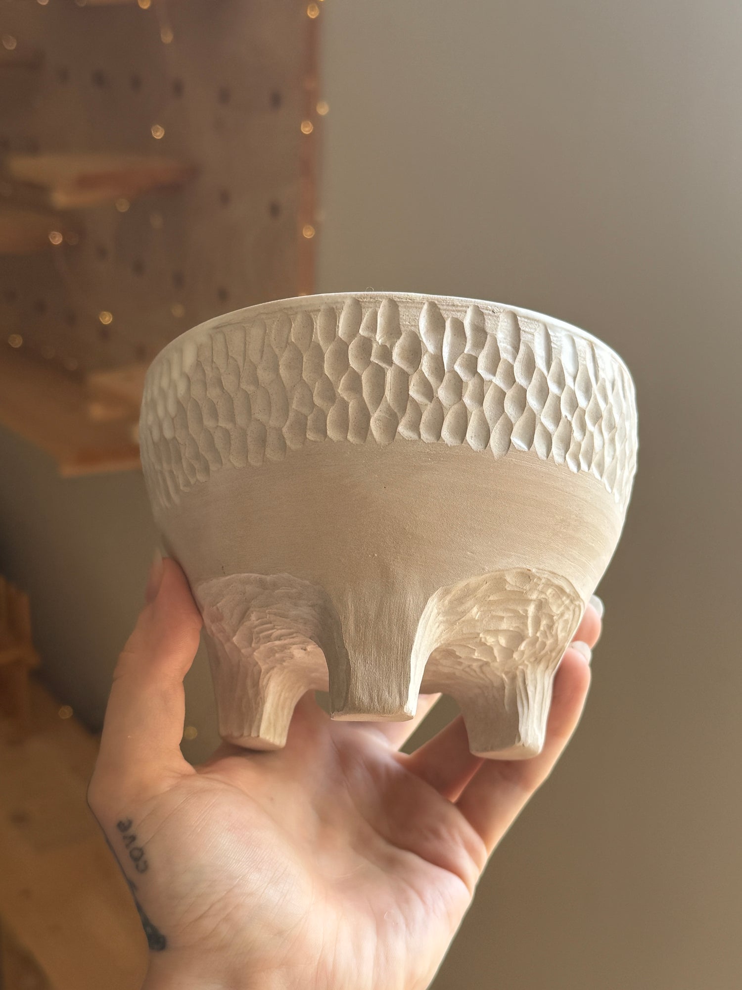 Carved Footed Pot