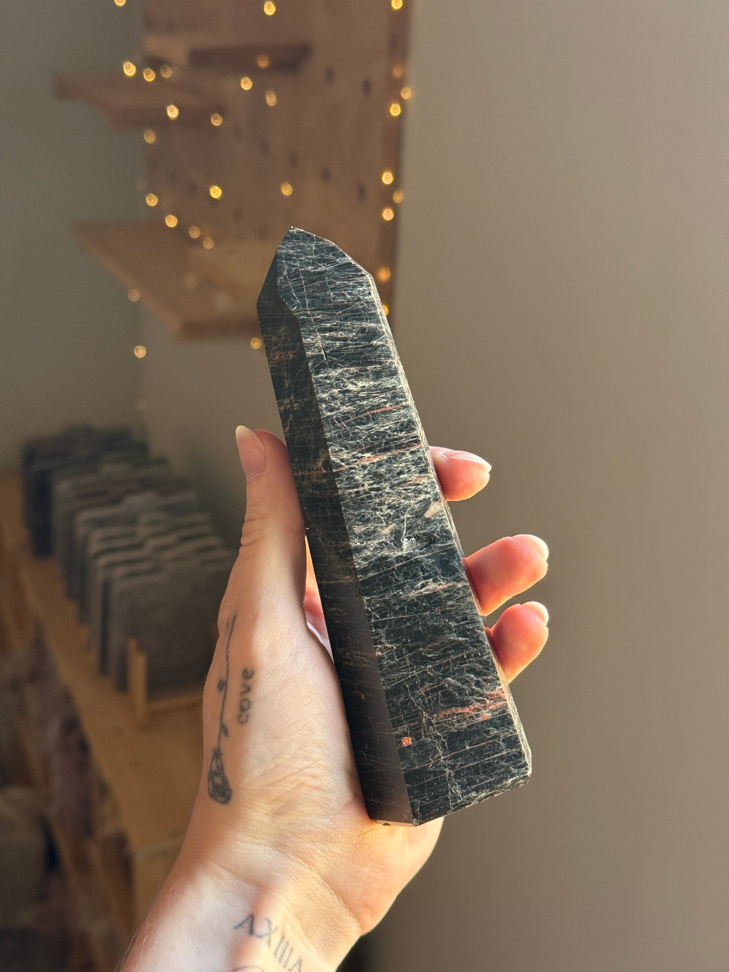 Tourmaline Hematite Tower*