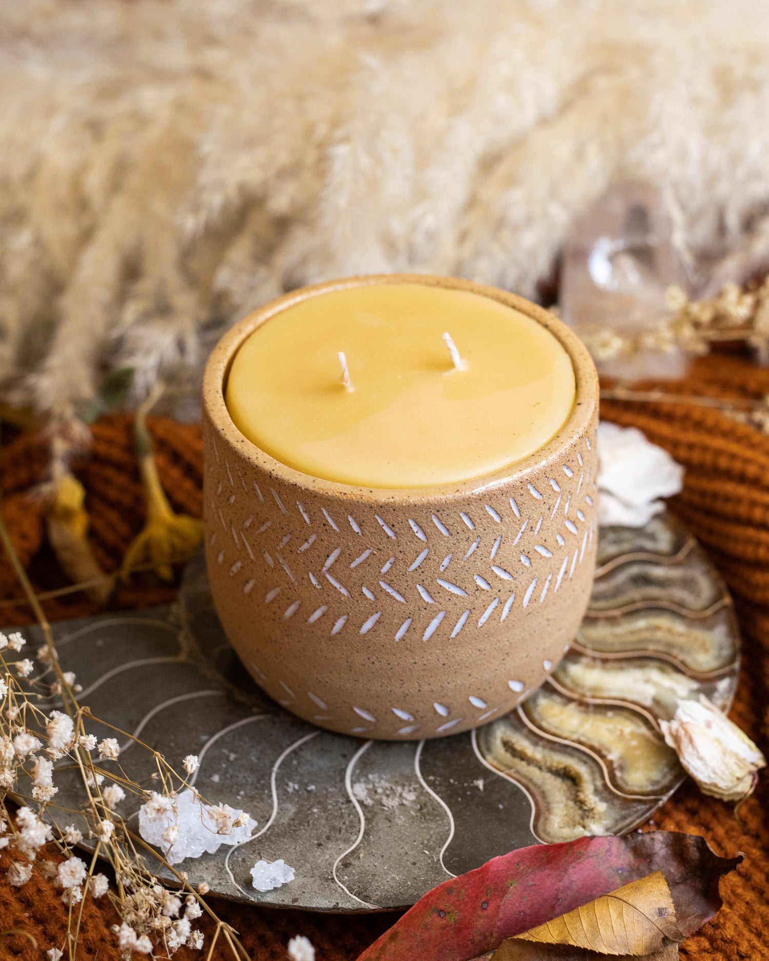 Carved Beeswax Candle
